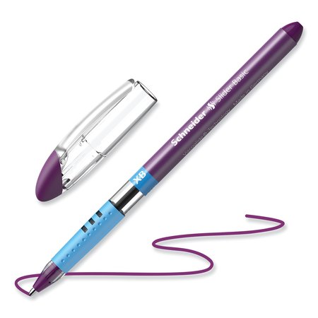 SCHNEIDER ELECTRIC Slider Ballpoint Pen, Stick, Extra-Bold 1.4 mm, Purple Ink, Purple/Silver Barrel, 10PK 151208